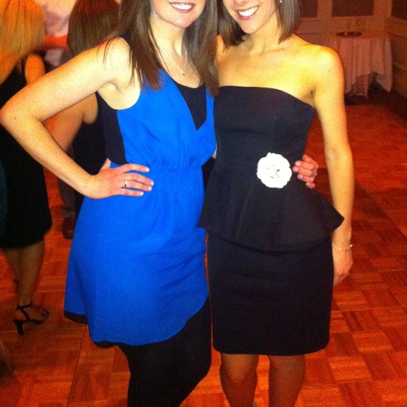 Petticoat Alley Blue and Black Dress w Sheer Panel - Picture 6 of 6